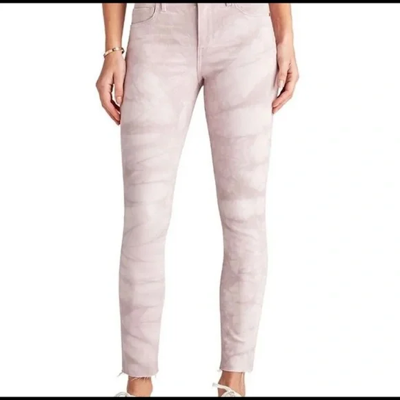 Sam Edelman Mid Rise Skinny Jeans Pink tie die NWT $128 - Picture 2 of 5